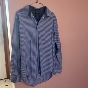 Dockers classic fit blue and white stripe long sleeve button down size M